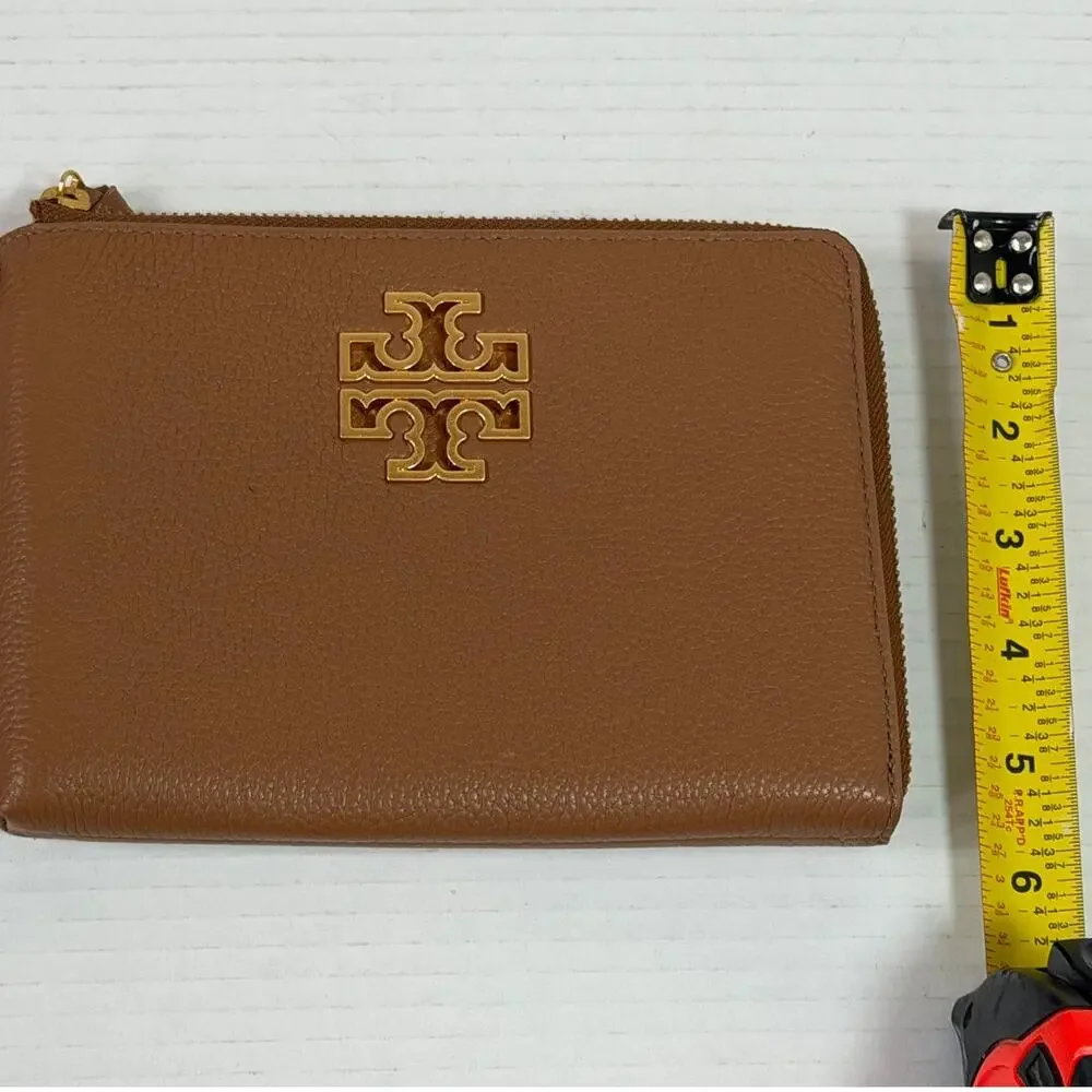 Tory Burch Tan Britten Large Zip Pouch Wristlet‎ Clutch Bag Purse